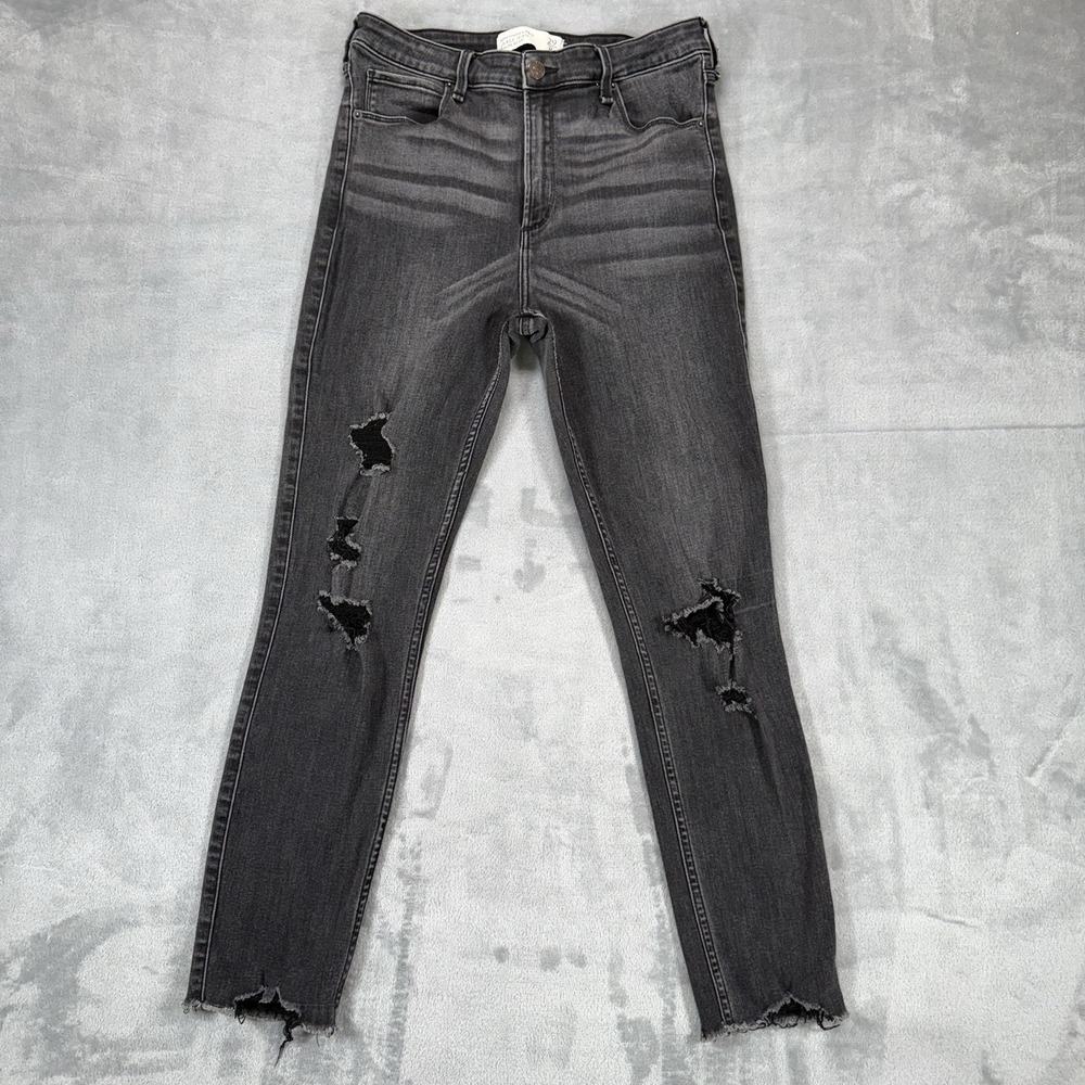 Abercrombie & Fitch The Ankle Straight Ultra High Rise Black Denim Jeans 29/8R